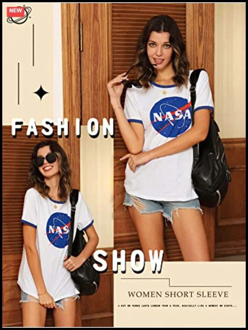 NASA Graphic T-Shirt for Women Space-Lover Tee, Soft Cotton Blend, Crew Neck